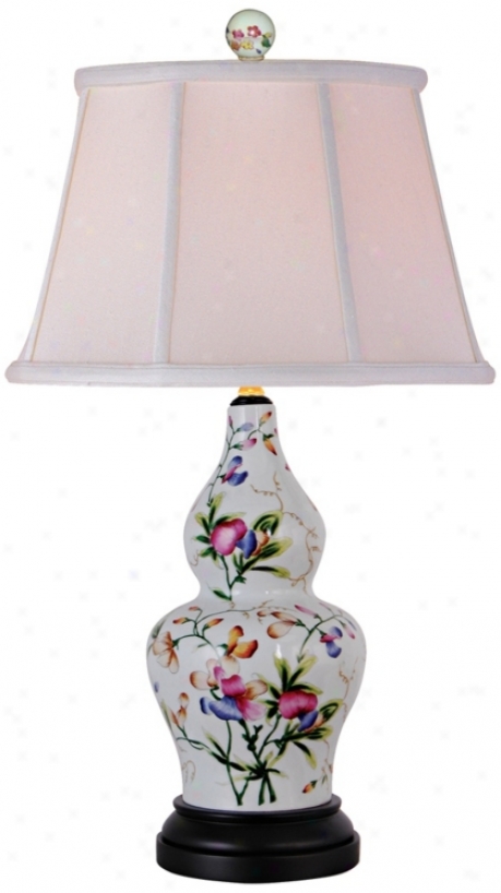 Famille Rose Sculpted Vase Porcelain Table Lamp (n2137)