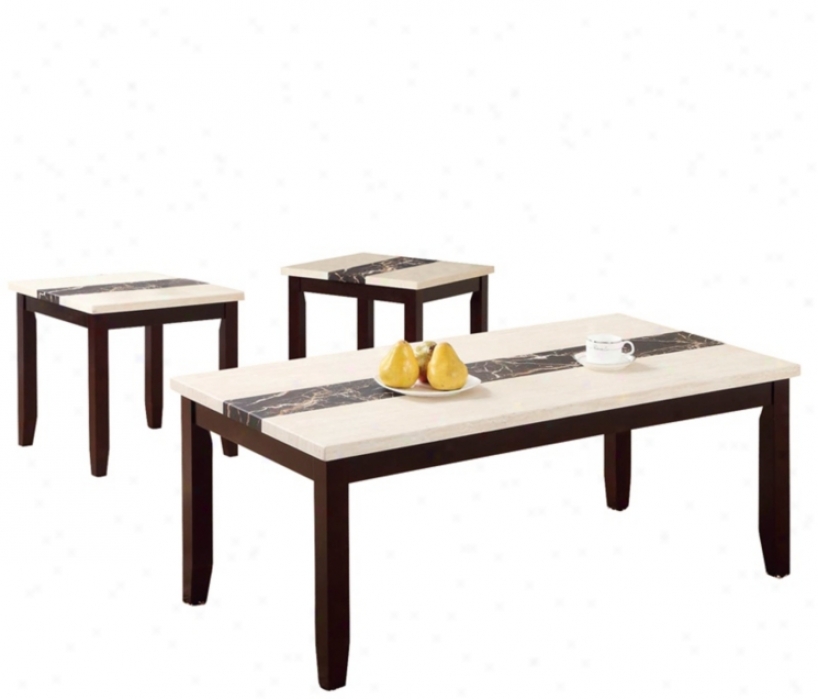 Faux Marble Top 3-piece Coffee And  Close Table Set (c0176)