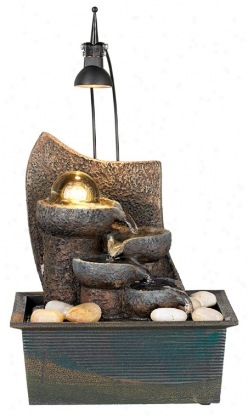 Faux Stone Three Tier With Crystal Ball Table Fountain (56847)