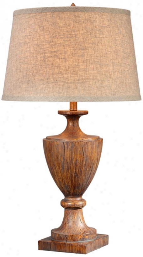 Faux Wood Finish Urn Table Lamp (t8539)