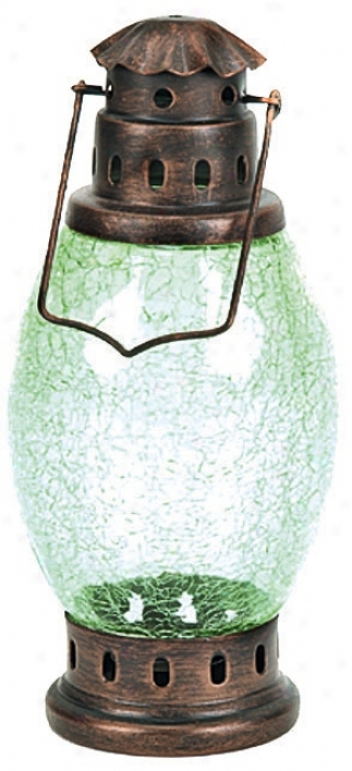 Fern Green Crackle Glass Lantern (v9485)