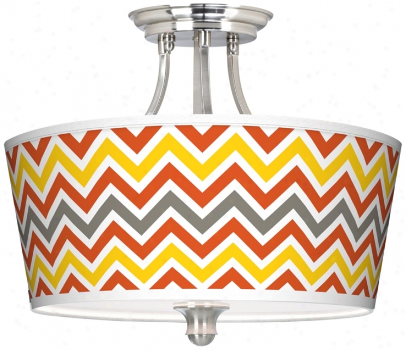 Flame Zig Zag Tapered Drum Giclee Ceiling Light (m1074-w3736)