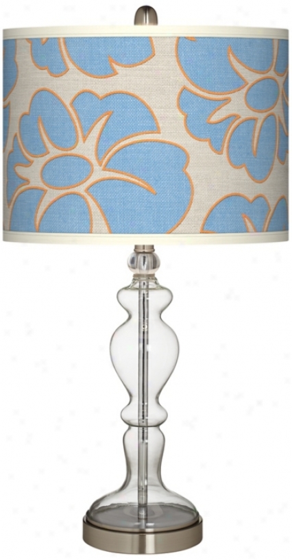 Floral Blue Silhouette Apothecary Clear Glass Table Lamp (w9862-y7253)