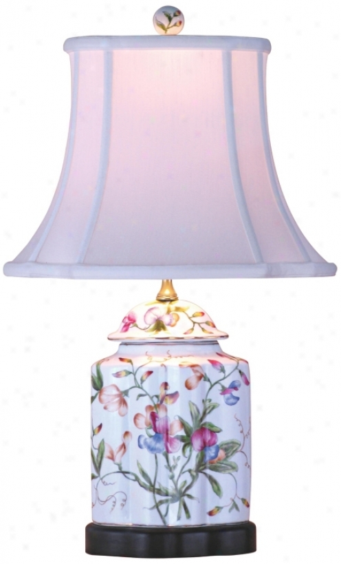 Floral Scalloped Porcelain Infusion  Jar Index Lamp (g6984)