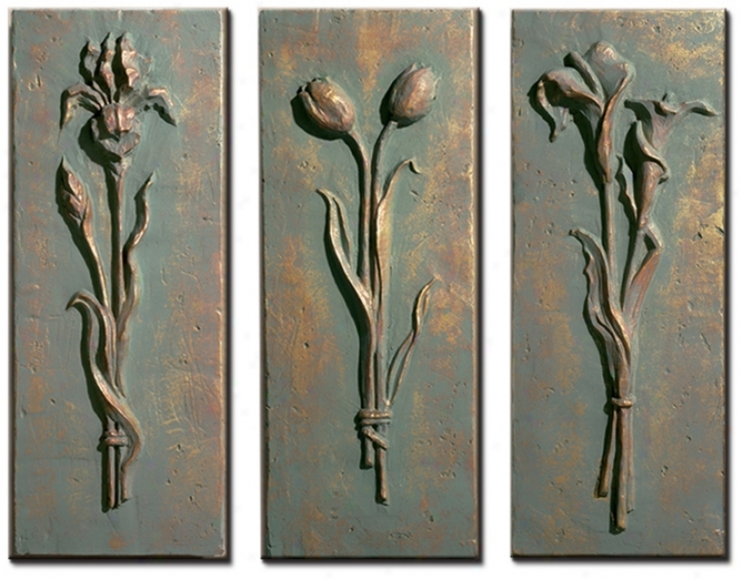 Florals Set Of 3 Wall Art Pieces (m0253)