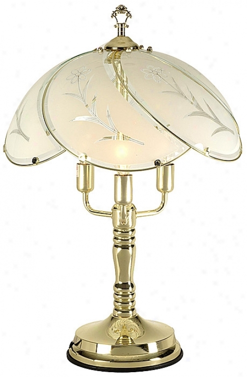 Flower Ettched Glass Shade Touch Table Lamp With Key Finial (32889)