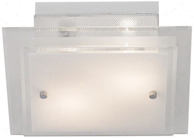 Fdosted Glass And Chrome Square Flushmount Ceiling Light (r3761)
