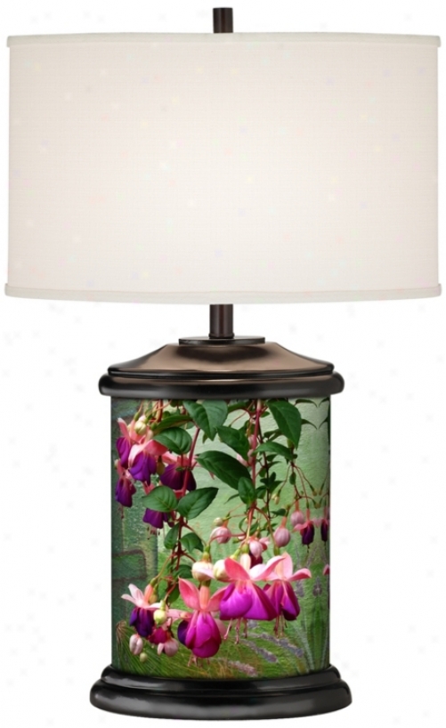 Fuchsia Cascade Giclee Art De~d Table Lamp (r2109-r7690)