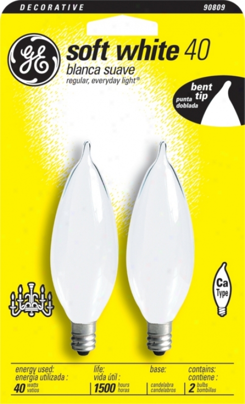Ge 40 Watt Bent Tip 2-pack Frosted Candelabra Light Bulbs (90809)
