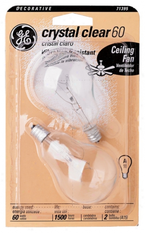 Ge 60 Watt Clear 2-pack Candelabra Base Fan Light Bulbs (m4737)