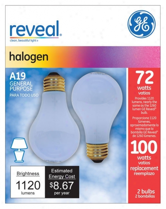 Ge 72 Watt 2-pack A-19 Reveal Halogen Light Bulbs (ww7542)