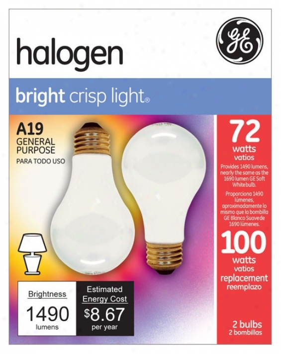 Ge 72 Watt 2-pack Frosted Halogen Light B8lbs (w7535)