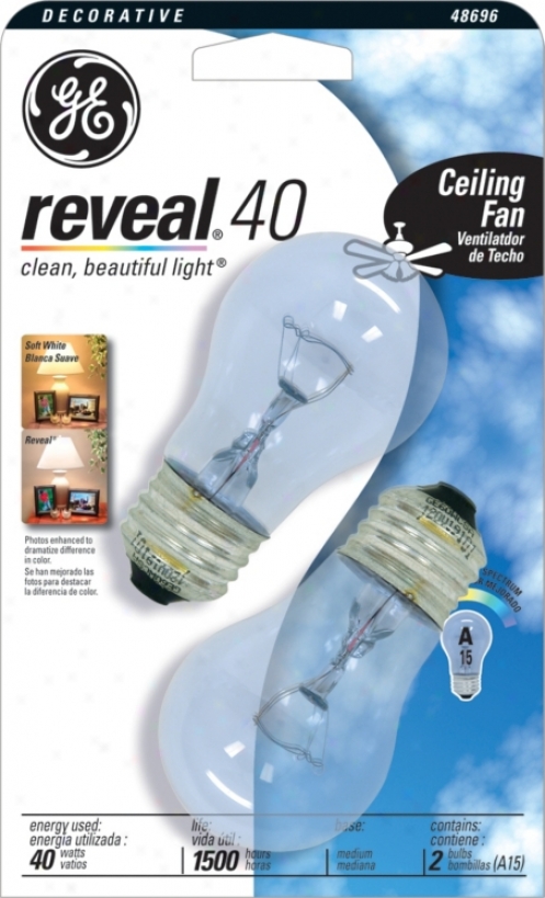 Ge Reveal Clear 40 Watt 2-pack Ceiling Blow  Light Bulbs (29853)