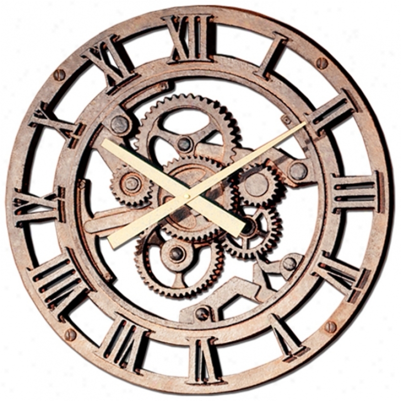 Gears Of Time 22" Wide Roman Numerals Wall Clock (m0266)