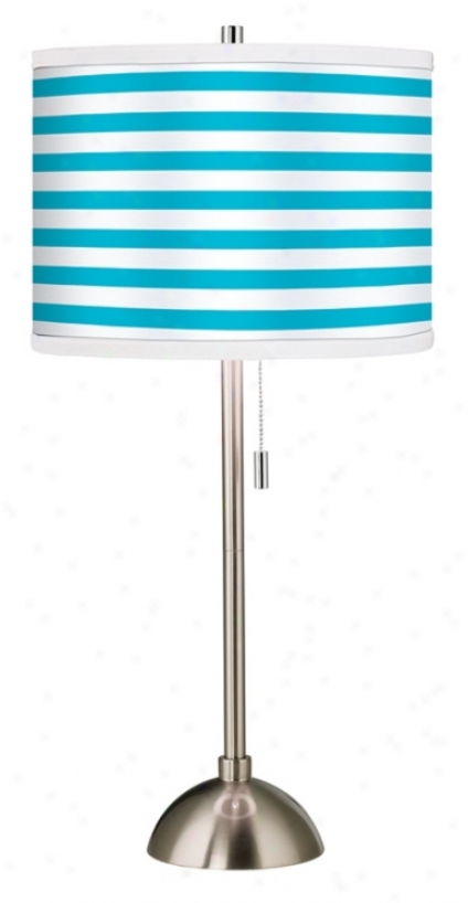 Giclee Aqua Horizontal Stripe Table Lamp (60757-23299)