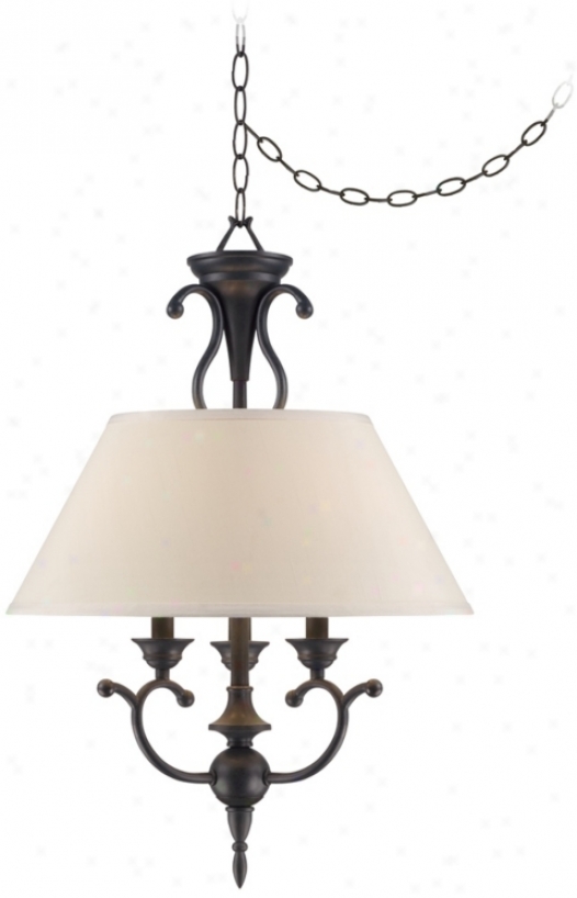 Ginger Black 18" Wide 3-light Swag Plug-in Chandelier (v8353)