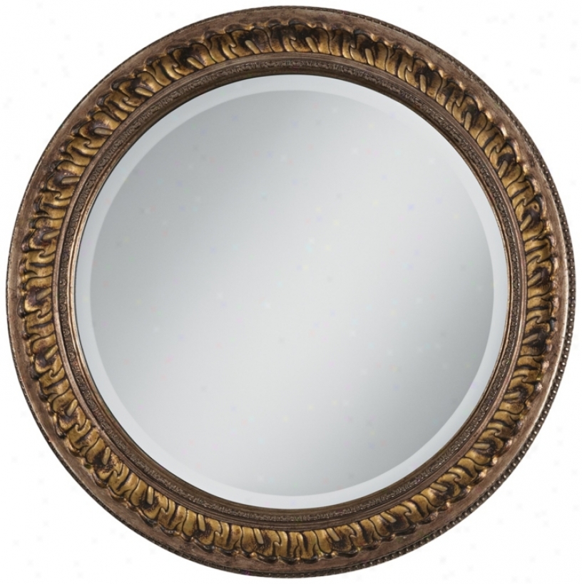 Godl Floral Relief 25 3/4" Wide Round Wall Mirror (v427)