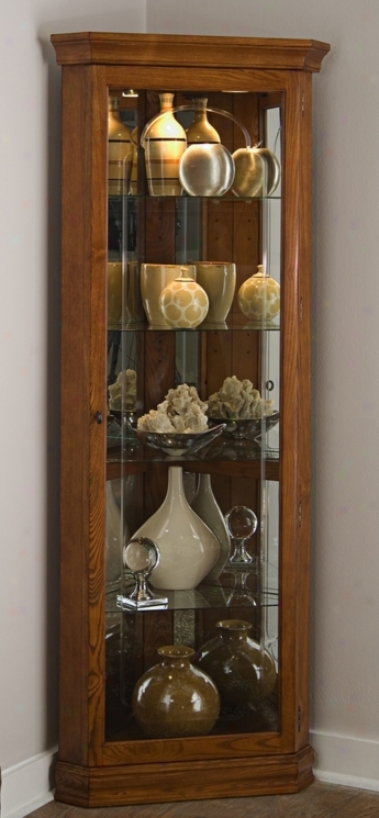 Golden Oak Corner Display Curio (w2787)