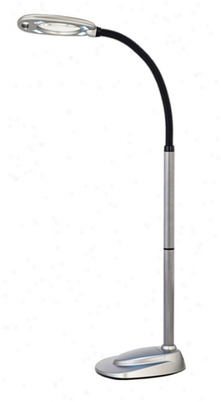 Gooseneck Magnifier Grey Led Floor Lamp (g3315)