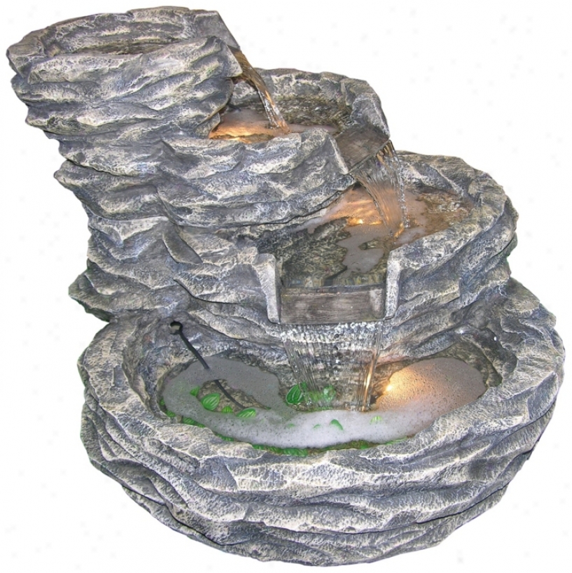 Gray Rock Cascade 22" High Lighted Fountain (j3500)