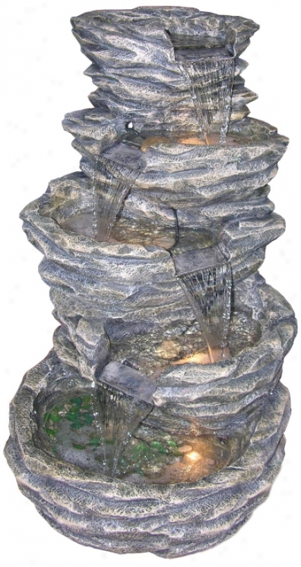 Gray-haired Rock aCscade 39" High Lighted Fountain (j3503)