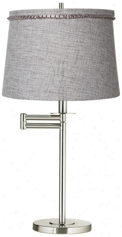 Gray Tweed Brushed Nickel Oscillate Arm Desk Lamp (41253-u0959)