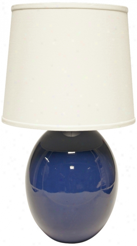 Haeger Potteries Blue Ceramic Egg Table Lamp (u4987)