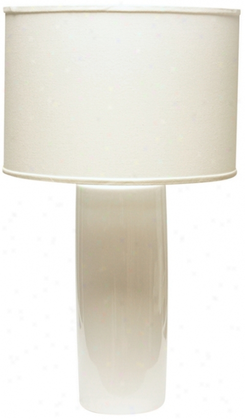 Haeger Potteries Cylinded White Table Lamp (u4996)