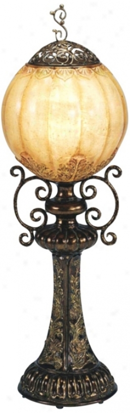 Hand-made Antiqued Bronze Globe Accent Slab Lamp (t2577)