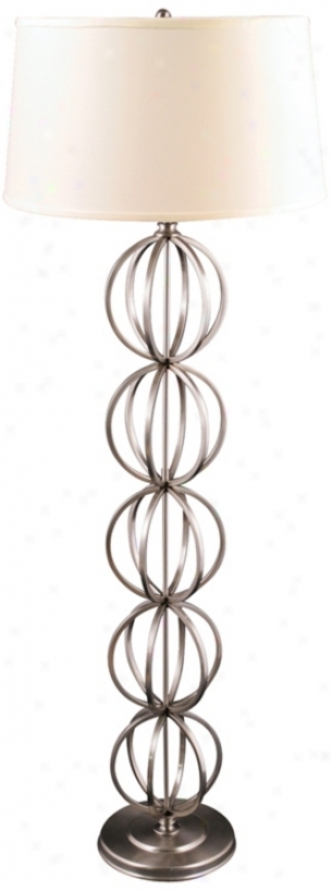 Hayley Satin Nickel Stacked Globes Floor Lamp (u9389)