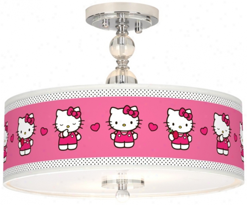 Hello Kitty Pink And Polka Dots 16" Wide Ceiling Light (n7956-y5124)