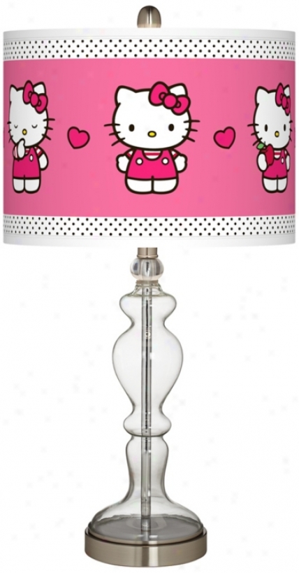Hello Kitty Pink And Polka Dots Apothecary Clear Glaxs Synopsis Lamp (w9862-1c705)