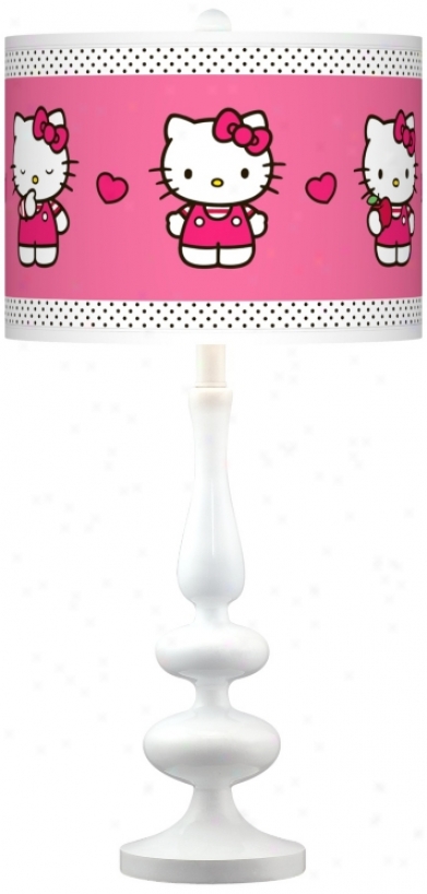 Hello Kitty Pink And Polka Dots Paley White Table Lamp (n5729-y5107)