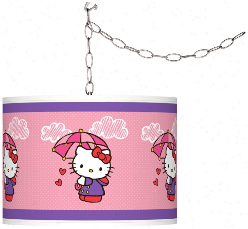 Hello Kitty Rain Or Shine 13 1/2" Wide Plug-in Swag Pendant (x6786-y5331)