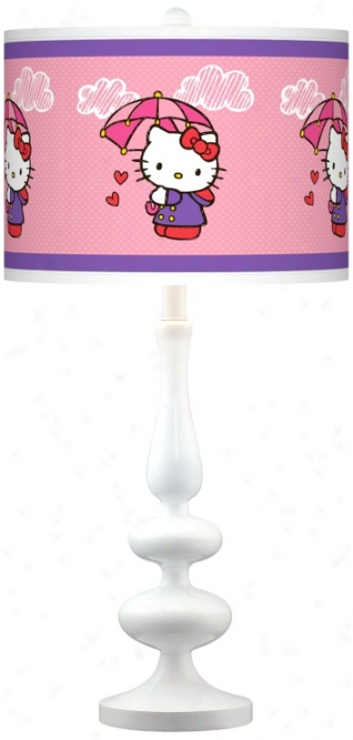 Hello Kitty Rain Or Shine Paley White Table Lamp (n5729-y5108)