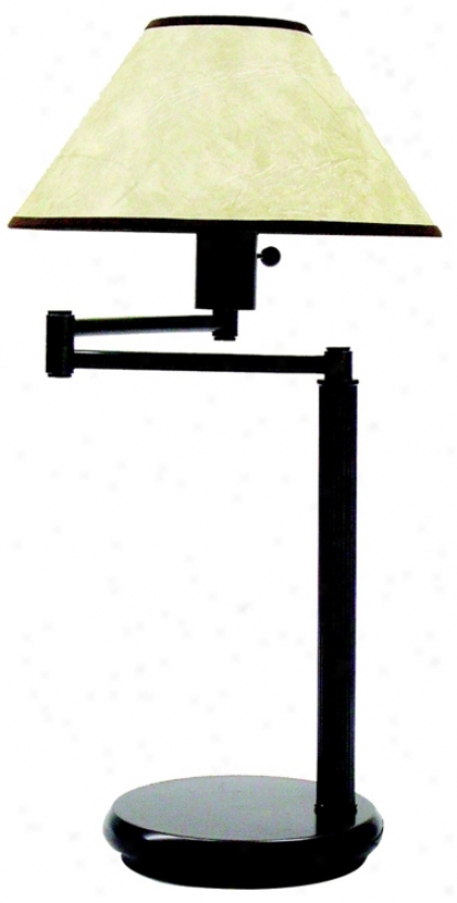 Home Office Swing Arm Bronze Linen Desk Lamp (33734)