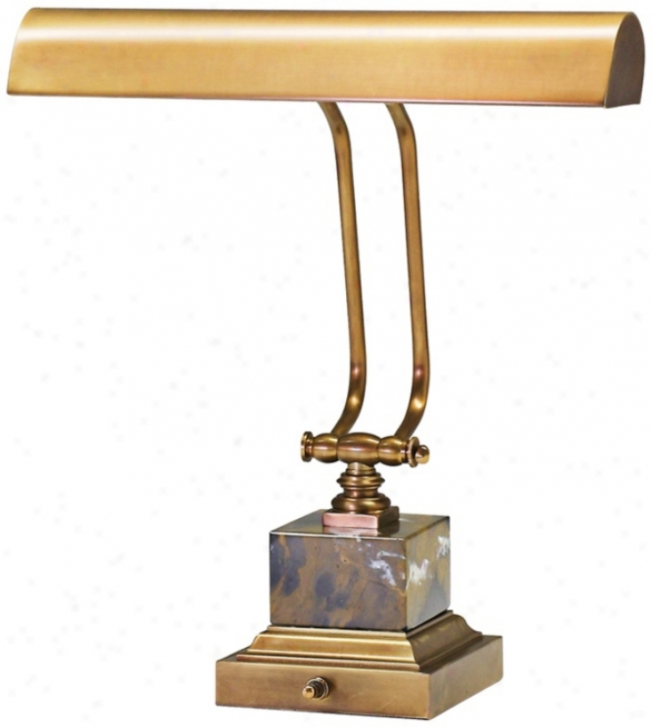 House Of Troy 12&#8221; High Weathered Brass And Marble Piano Lamp (r34222)