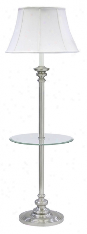 Abide fO Troy Newport Glass Tray Floor Lamp Pewter Finish (84102)