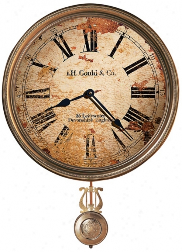 Howard Miller J.h. Gould 21" High Brass Wall Clock (x5308)