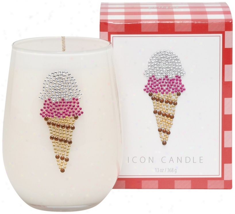 IceC ream Cone Icon Candle (w4627)