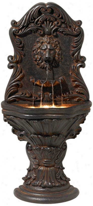 Majestic Lion Acanthus Wall Fountain (v7825)