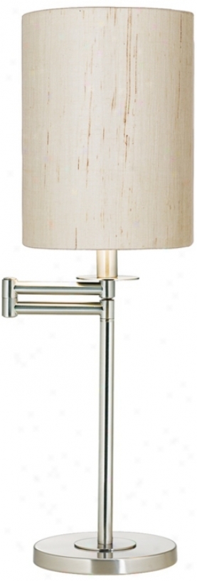 Ivoory Linen Brushed Nickel Finish Swing Arm Desk Lamp (41253-00184)