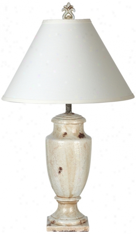 Ivory Linen DistressedL ight Blue Thscan Urn Table Lamp (x3974-38649)