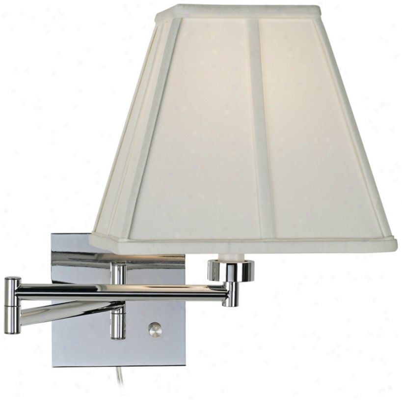 Ivory Square-cut Screen Chrome Plug-in Swing Arm Wall Lamp (79404-23875)