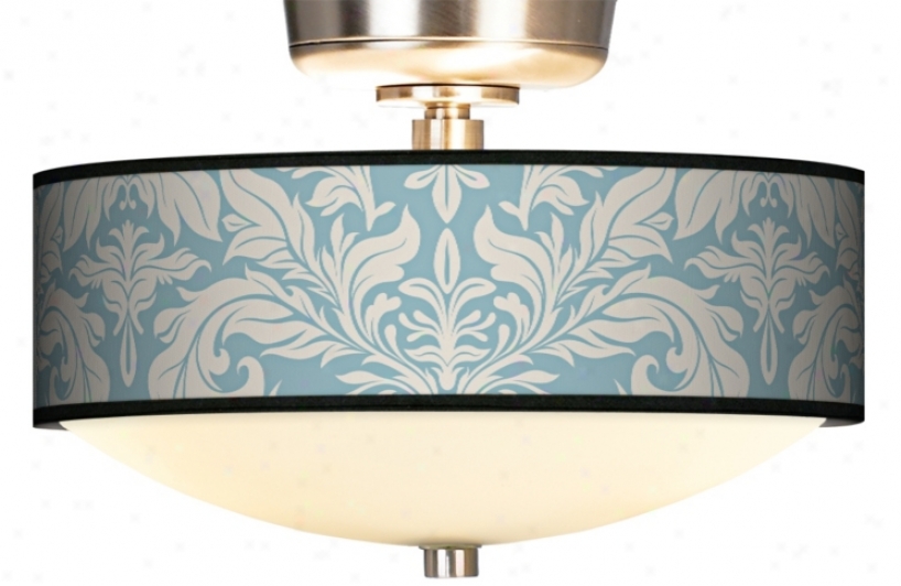Ivory/blue Tapestry Giclee Energy Efficient Fan Light Kit (44803-j5457)