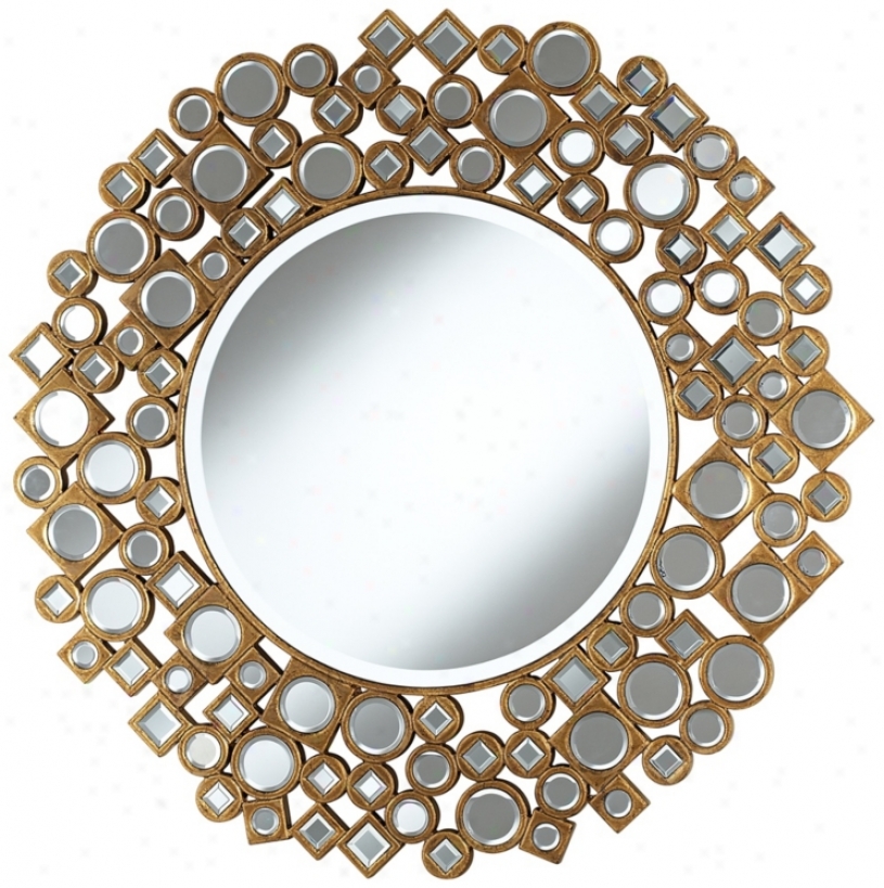 Jeweled Shapes 35 1/4" Wide Old Gold Wall Mirror (w3841)