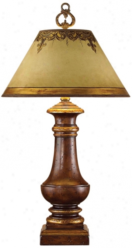 John Richard Aged Wood Balustrade Table Lamp (p1133)