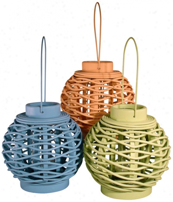 Judith Edwards Designs Set Of 3 Colored Candle Lanterns (x5496)