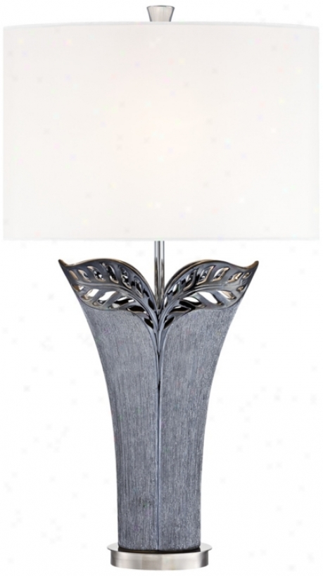 Kathy Ireland Makena Grey Ceramic Table Lamp (u2813)