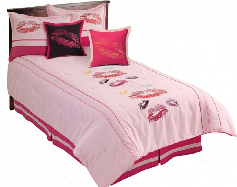 Kisses 4-piece Pink And Fuchsia Full Comforter Set (v3239)